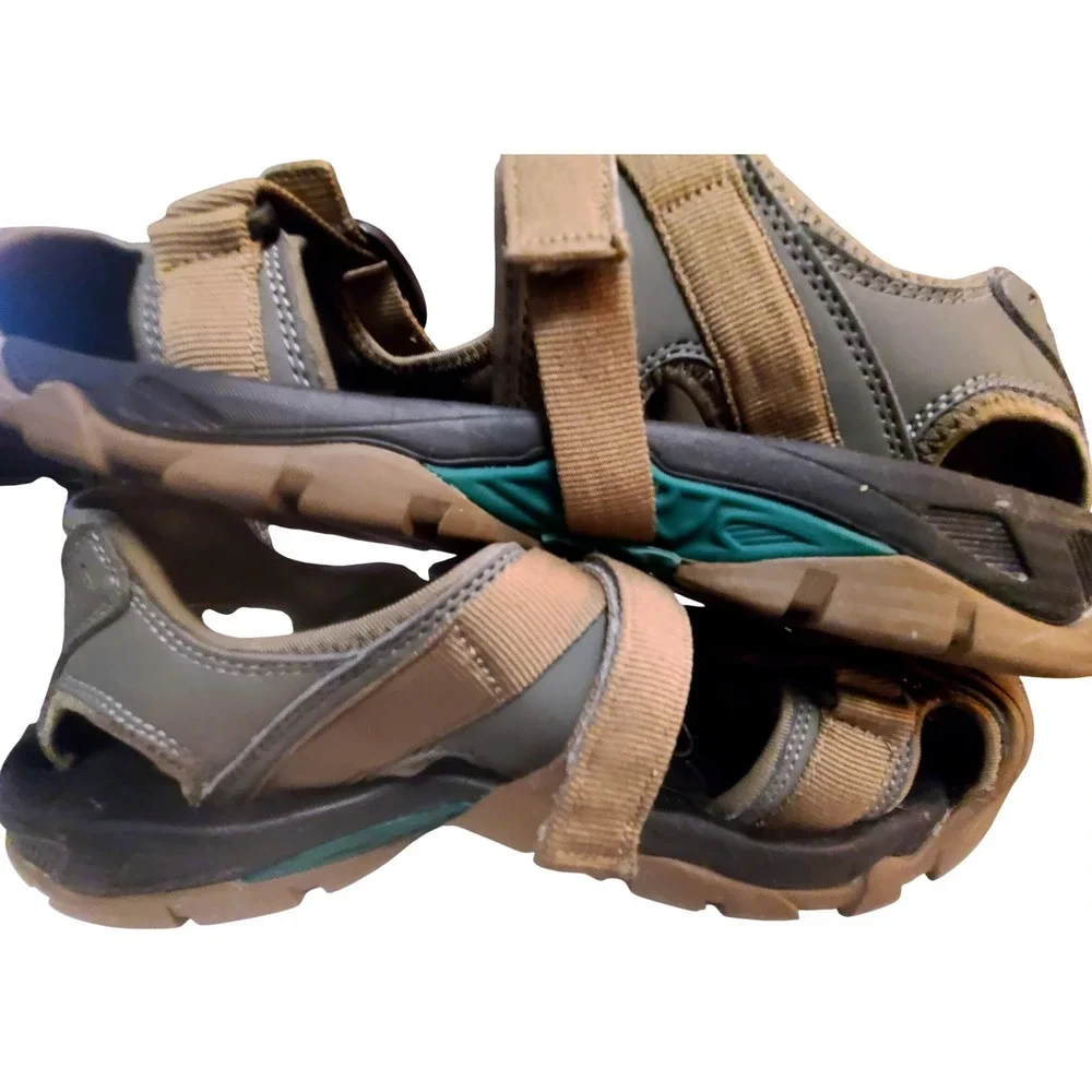 Mens‎ Hiking Sandals Brn/Grn Closed Toe Water Shoes Sport Trail Lug Sole Humtto